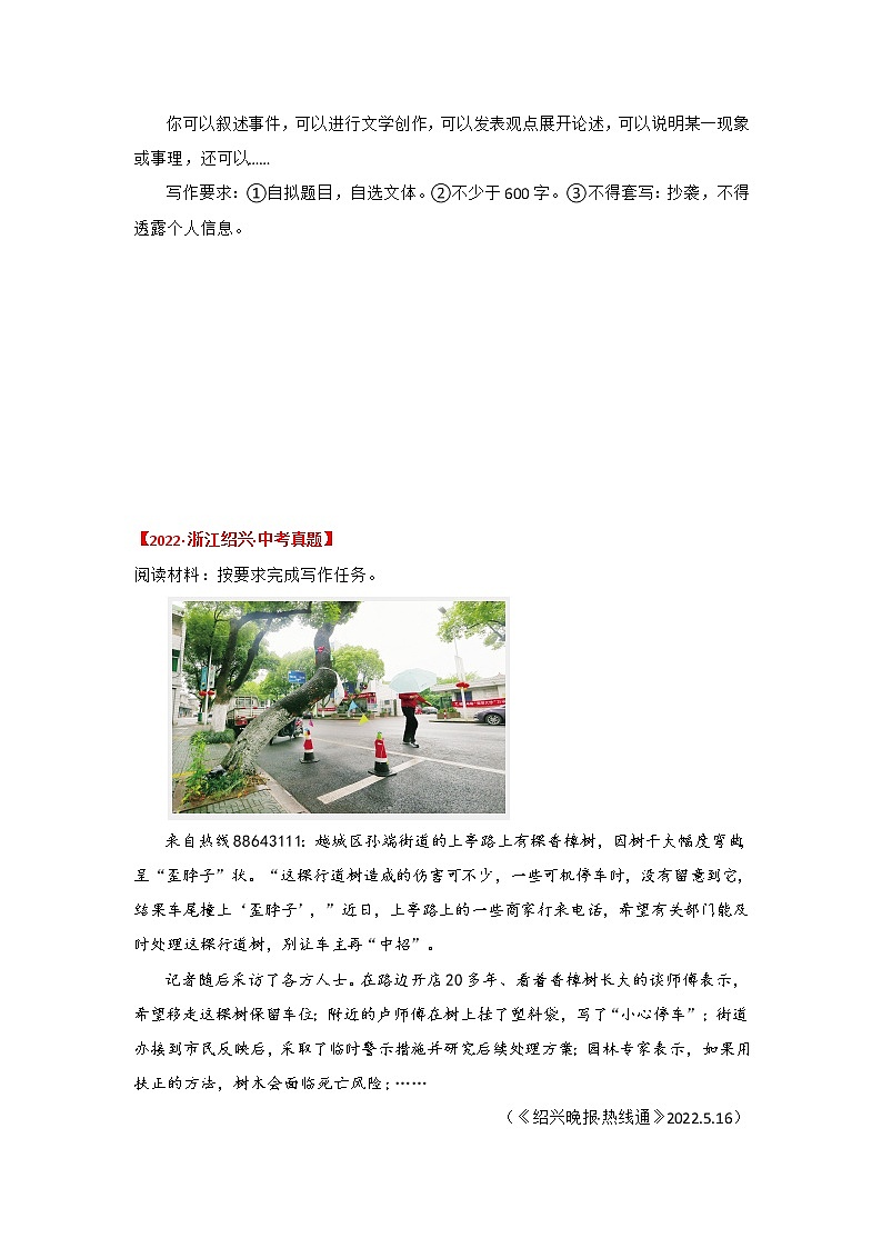 专题10 大作文（原卷版）-三年（2020-2022）中考真题语文分项汇编（浙江专用）第2页