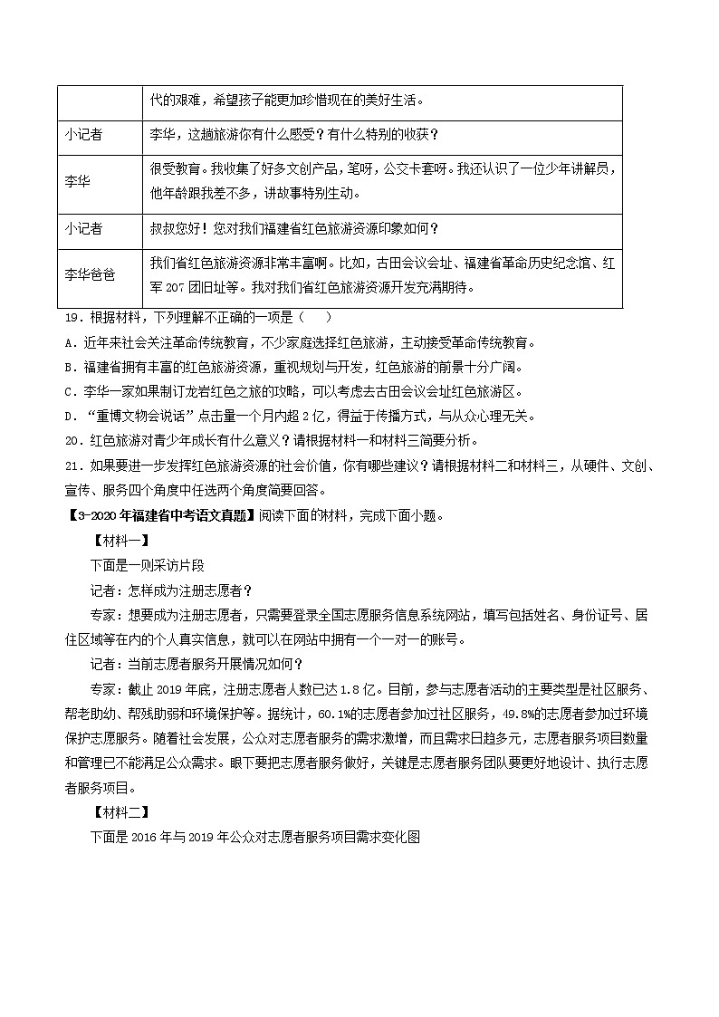 2018-2022年福建中考语文5年真题1年模拟汇编 专题12 非连续性文本阅读（学生卷+教师卷）03