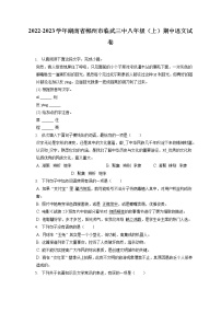 2022-2023学年湖南省郴州市临武三中八年级（上）期中语文试卷（含答案解析）