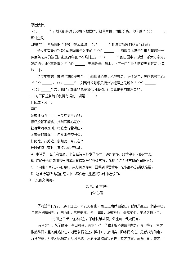 2022-2023学年广东省深圳市罗湖区九年级（上）期中语文试卷（含答案解析）02