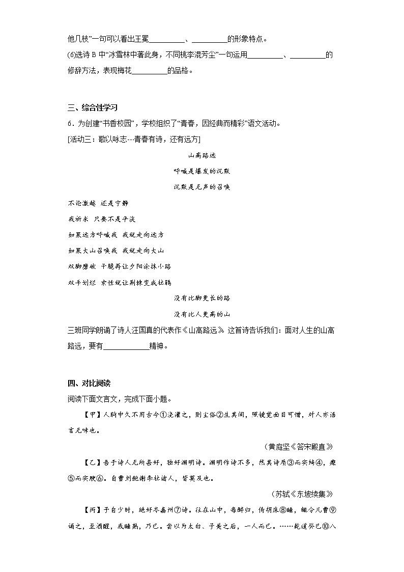 部编版语文九年级下册提升练习（十一）第3页