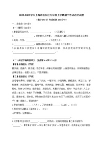 上海市松江区2022-2023学年（五四学制）九年级上学期期中考试语文试题(含答案)