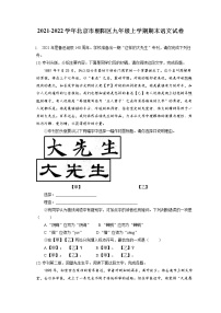 2021-2022学年北京市朝阳区九年级上学期期末语文试卷（含答案解析）