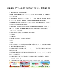 2021-2022学年河北省邢台市南宫市九年级（上）期末语文试卷（含答案解析）