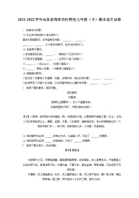 2021-2022学年山东省菏泽市巨野县七年级（下）期末语文试卷（含答案解析