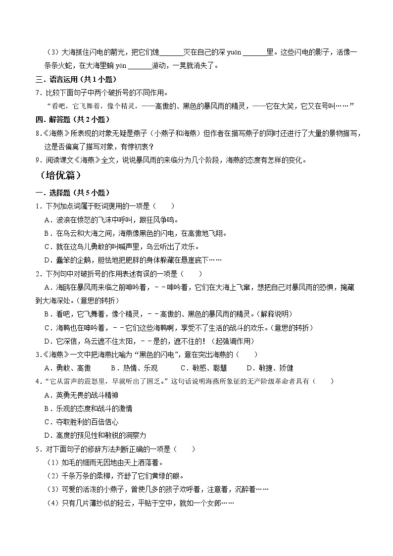 第4课《海燕》课件+教学设计+同步分层作业02