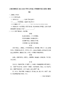 上海市普陀区2022-2023学年九年级上学期期中语文试卷(含答案)