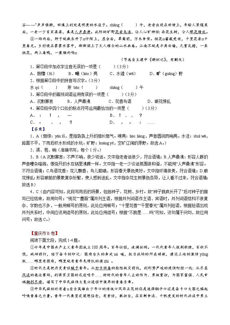 2022年中考语文全国试题分类汇编08：基础综合第2页