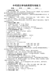 初中语文2023中考复习单句的类型专项练习（共40题，附参考答案）