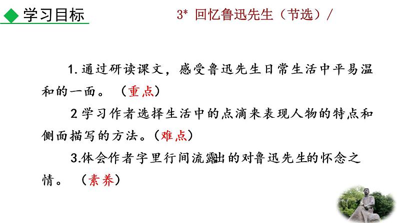 3 《回忆鲁迅先生（节选）》教学课件第3页