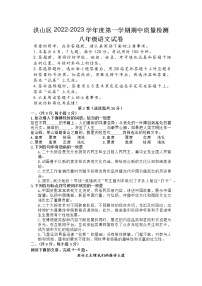 湖北省武汉市洪山区2022-2023学年八年级上学期期中语文试题（含答案）