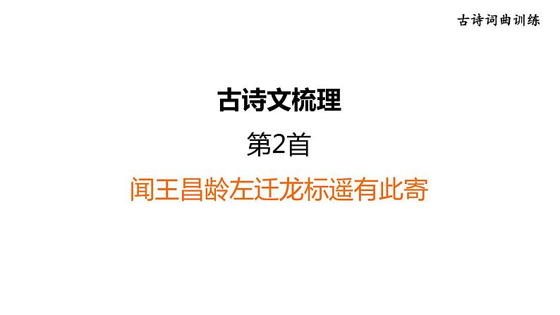 中考语文复习古诗文梳理第2首闻王昌龄左迁龙标遥有此寄课后练课件第1页