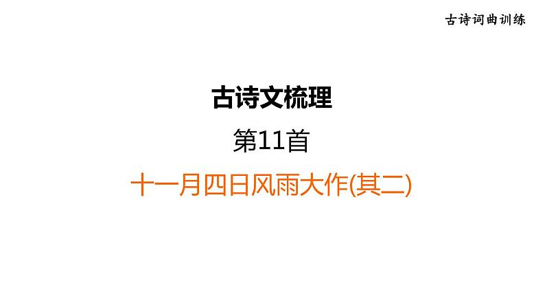 中考语文复习古诗文梳理第11首十一月四日风雨大作(其二)课后练课件第1页