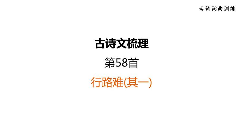中考语文复习古诗词曲训练第58首行路难(其一)课件第1页