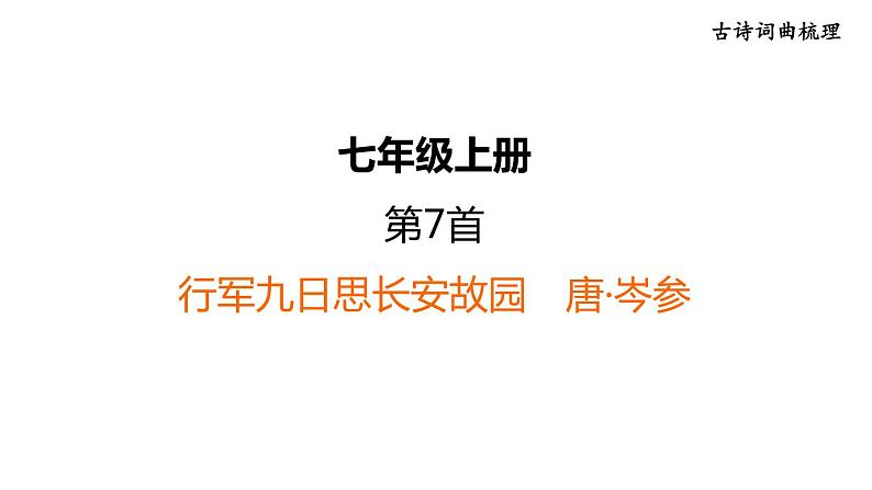 中考语文复习古诗词曲第7首行军九日思长安故园课时教学课件第1页