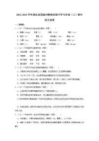 湖北省恩施州鹤峰实验中学2022-2023学年七年级上学期期中考试语文试卷 (含答案)