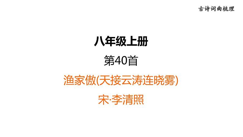 中考语文复习古诗词曲第40首渔家傲(天接云涛连晓雾)课时教学课件第1页