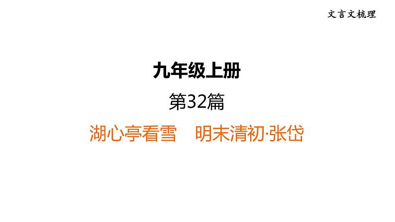 中考语文复习文言文第32篇湖心亭看雪课时教学课件第1页