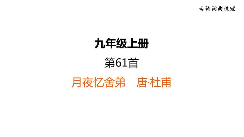 中考语文复习古诗词曲第61首月夜忆舍弟课时教学课件第1页