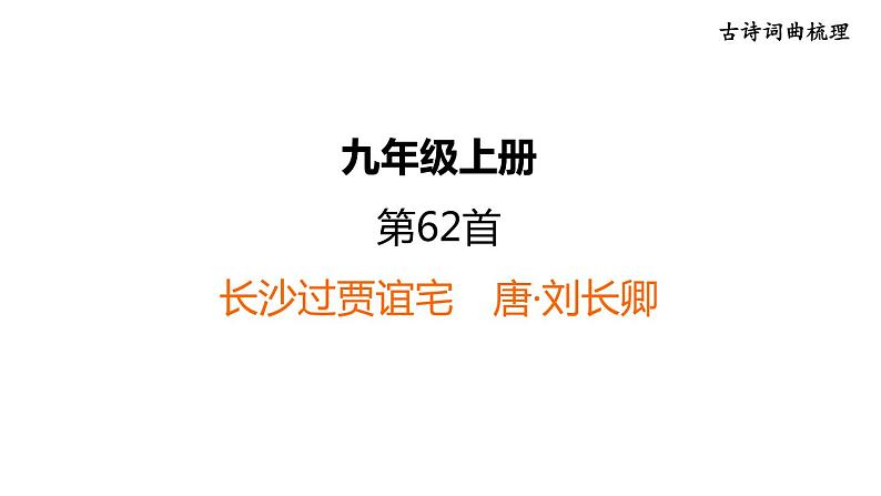 中考语文复习古诗词曲第62首长沙过贾谊宅课时教学课件第1页