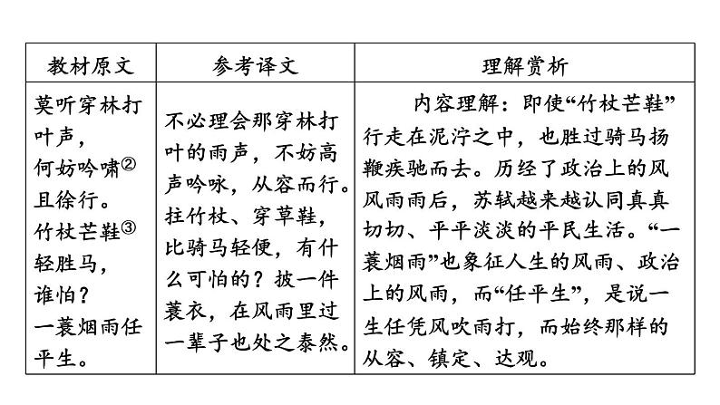 中考语文复习古诗词曲第73首定风波(莫听穿林打叶声)课时教学课件第5页