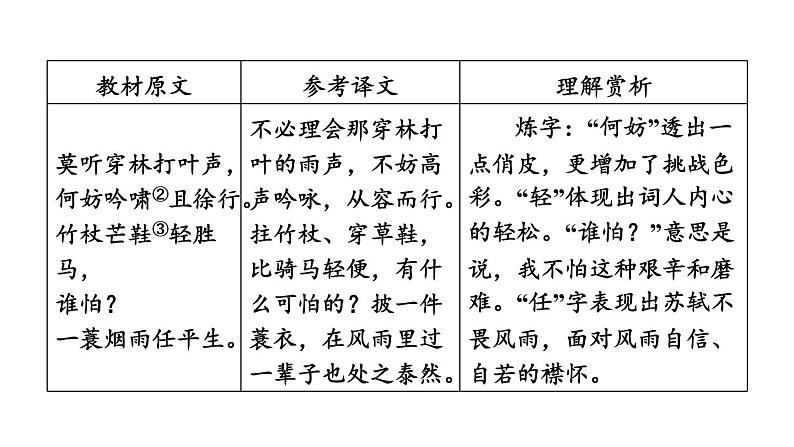 中考语文复习古诗词曲第73首定风波(莫听穿林打叶声)课时教学课件第6页