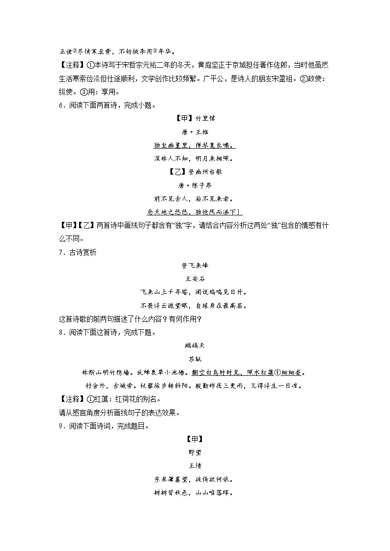 中考语文一轮专题复习：诗歌鉴赏第2页