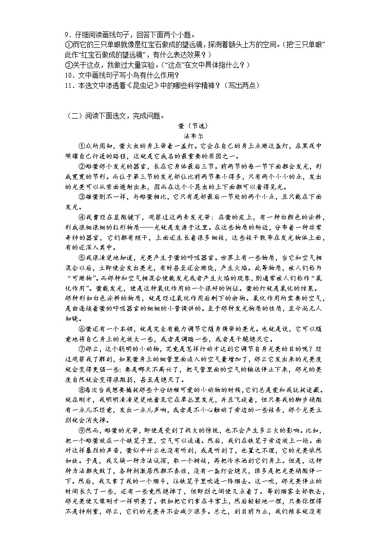 2022-2023学年部编版语文八年级上册第21课《蝉》同步练习第3页