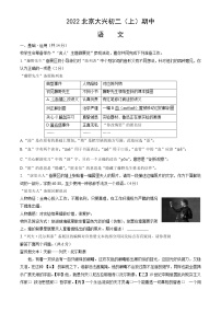 北京市大兴区2022-2023学年八年级上学期期中语文试题(含答案)