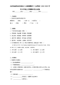 山东省威海市荣成市16校联盟联考（五四制）2022-2023学年六年级上学期期中语文试题(含答案)