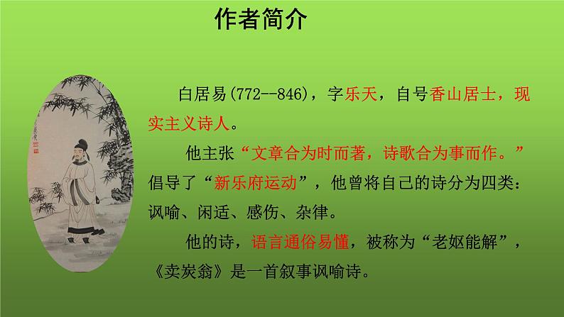 人教部编版八年级下册《卖炭翁》课件第3页