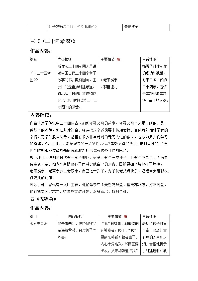 七年级上册《朝花夕拾》（原卷版）-备战2023年中考语文名著阅读知识梳理+中考真题演练第3页
