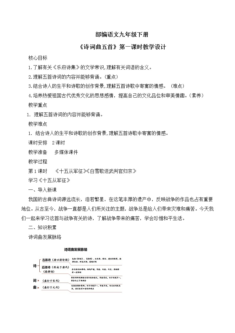 第24课《诗词曲五首》第一课时课件+教学设计+同步分层作业01