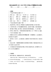 重庆市南岸区2021-2022学年七年级上学期期末语文试题(含答案)