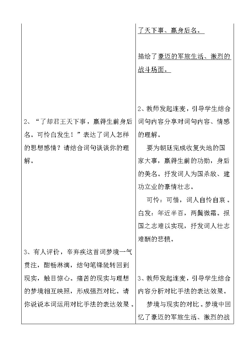 第12课《破阵子 为陈同甫赋壮词以寄之》教学设计 部编版语文九年级下册02