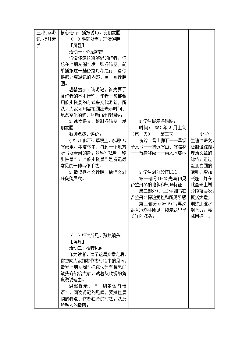 人教部编版八年级下册《在长江源头各拉丹冬》教案第3页