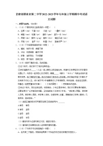 甘肃省酒泉市第二中学2022-2023学年七年级上学期期中考试语文试题