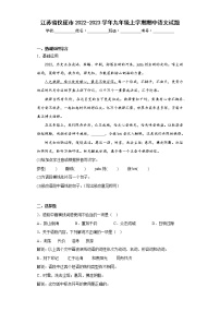 江苏省仪征市2022-2023学年九年级上学期期中语文试题(含答案)