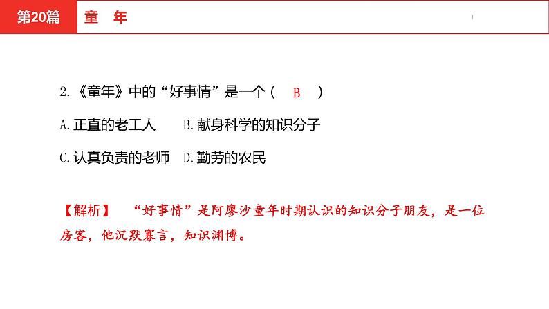 中考总复习语文名著练习第20篇  童年课件03