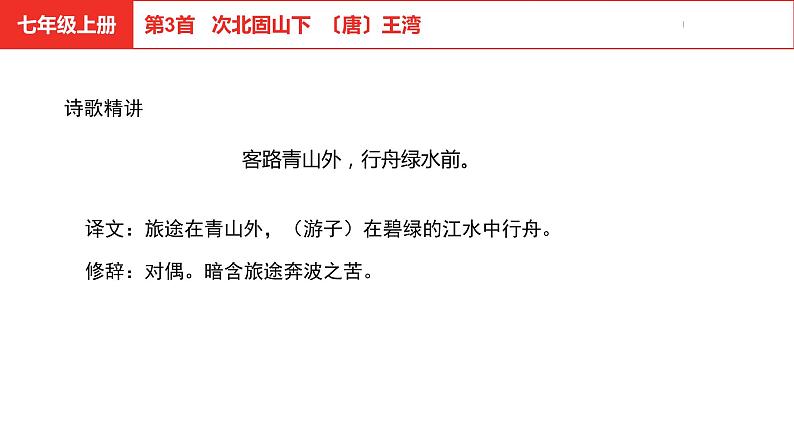 中考总复习语文古诗词曲鉴赏专题第3首  次北固山下课件第5页