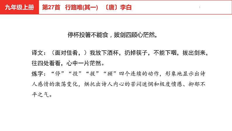 中考总复习语文古诗词曲鉴赏专题第27首  行路难(其一)课件第5页