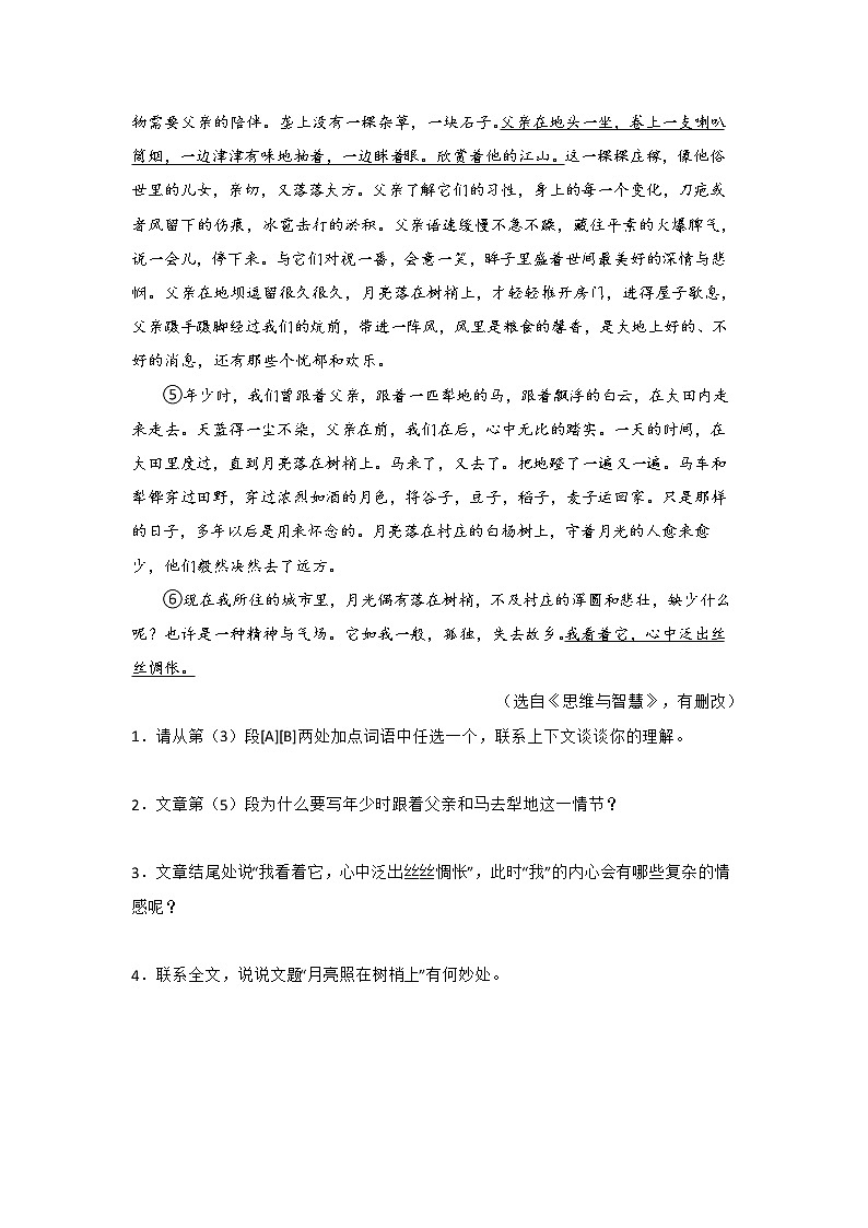 2022年江苏省一模语文试题分类汇编专题10 记叙文阅读第2页
