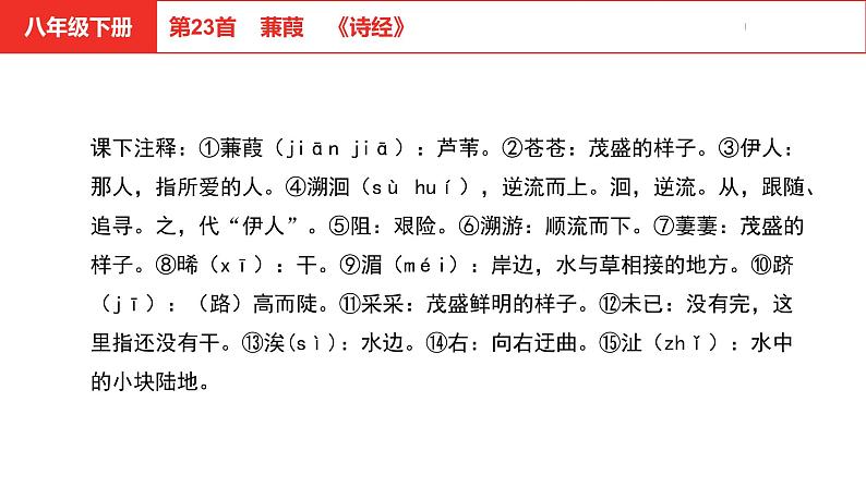 中考总复习语文（河北）古诗文专题二古诗词鉴赏第23首  蒹葭课件07