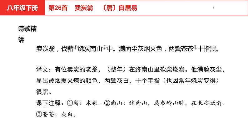 中考总复习语文（河北）古诗文专题二古诗词鉴赏第26首  卖炭翁课件第5页