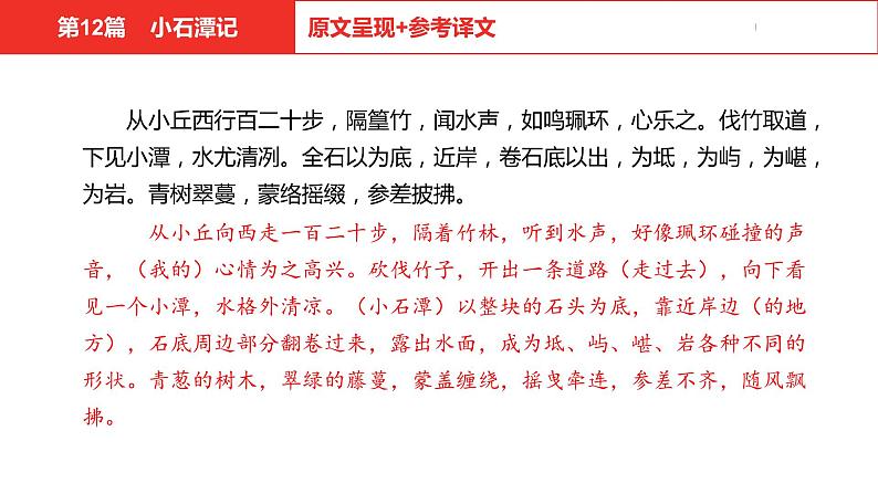 中考总复习语文（河北）古诗文专题一文言文阅读-课内阅读第12篇  小石潭记课件04