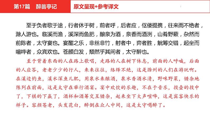 中考总复习语文（河北）古诗文专题一文言文阅读-课内阅读第17篇  醉翁亭记课件第7页