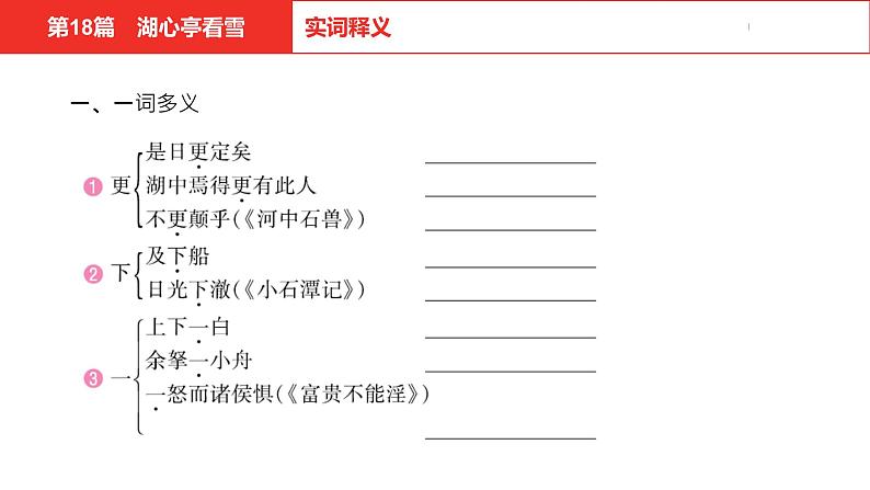 中考总复习语文（河北）古诗文专题一文言文阅读-课内阅读第18篇  湖心亭看雪课件08