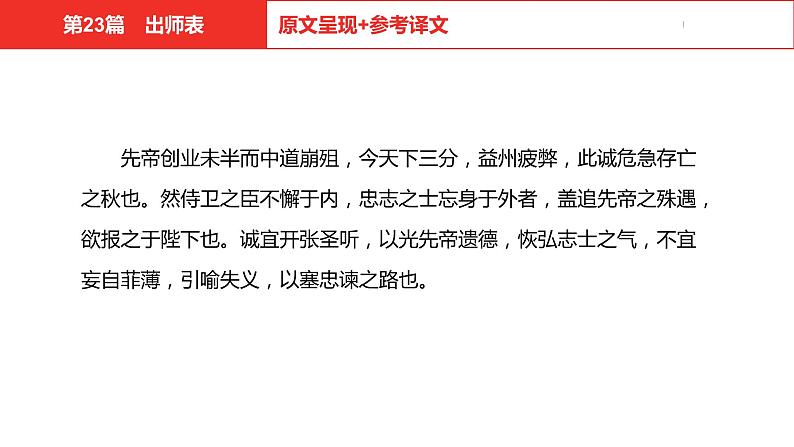 中考总复习语文（河北）古诗文专题一文言文阅读-课内阅读第23篇  出师表课件04