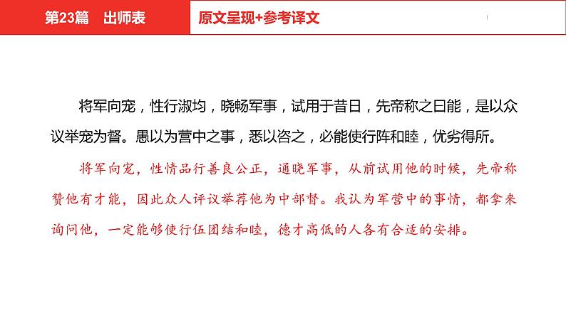 中考总复习语文（河北）古诗文专题一文言文阅读-课内阅读第23篇  出师表课件08
