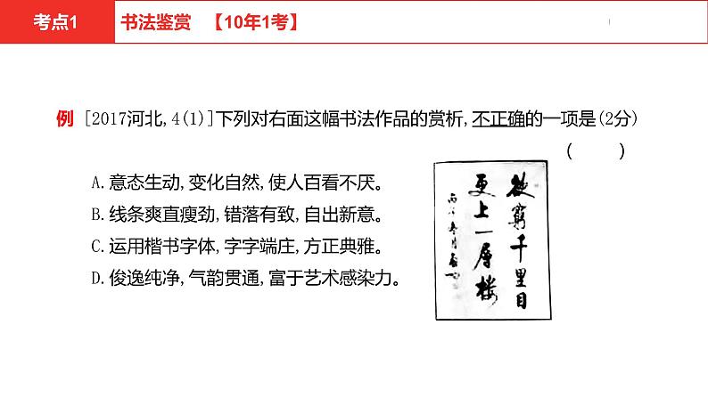 中考总复习语文（河北）积累与运用专题七  书法鉴赏及汉字书写课件第3页